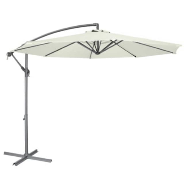 Dellonda 3m Banana Parasol w/ Crank Handle and Cover, Cream Canopy - DG265, Cream DG265