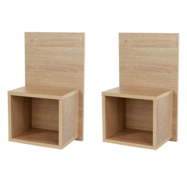 Core Kelly Set of 2 Wall Hanging Oak Compact Bedside Table