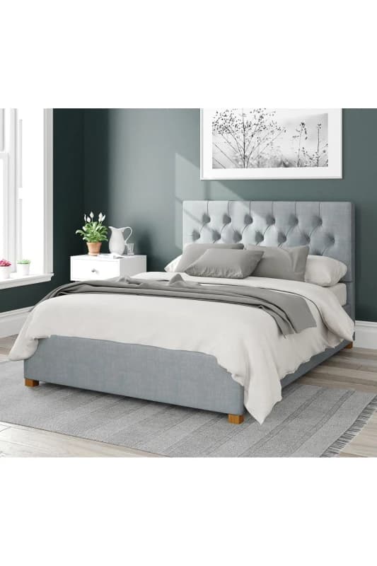 Aspire Aspire Olivier Upholstered Ottoman Storage Bed, Malham Weave Fabric in Light Blue Size: Single Light Blue Single Unisex 5057632168245