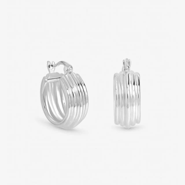 Inicio Sterling Silver Plated Ridged Hoop Earrings Silver female One Size