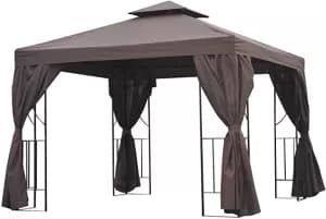 Outsunny 3x3 m Gazebo W/Side Panel-Brown