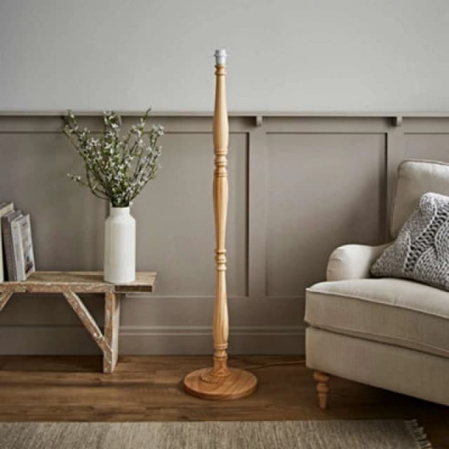 ValueLights Victoria Traditional Wooden Stem Floor Lamp Base Natural