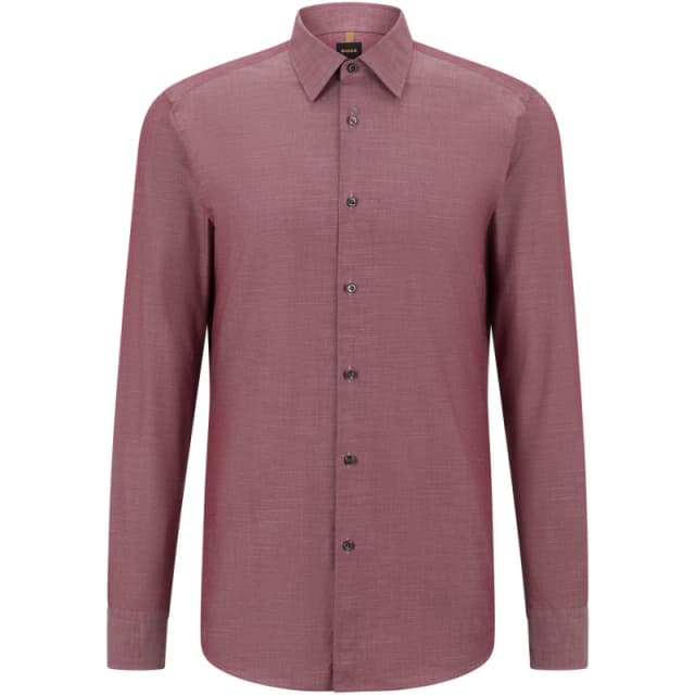 Boss Mens T Hays Kent Long Sleeve Plain Shirt Dark Red male 15 inch