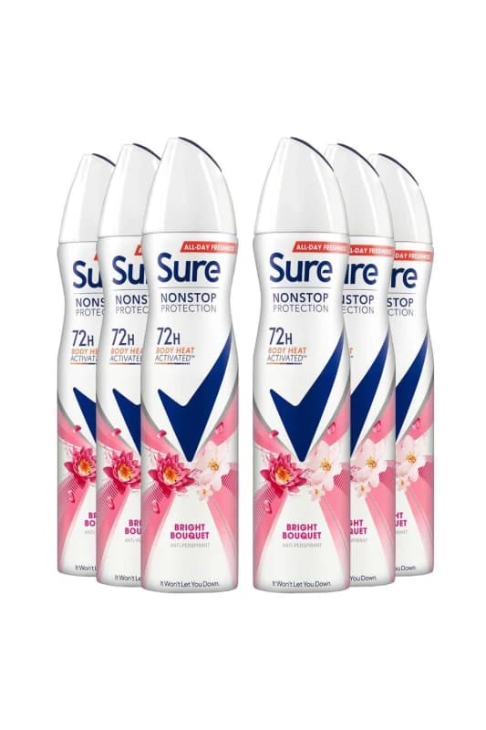 Sure Women 'Antiperspirant' 72H Protection Bright Bouquet Deo, 6x250ml White female