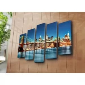 5PATK-7 Multicolor Decorative Canvas Painting (5 Pieces)