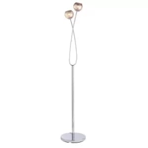 Aerith 2 Light Floor Lamp Chrome, Smokey Mirror Tinted Glass, G9