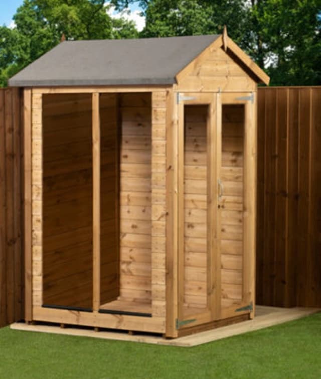 Empire Sheds Empire Apex Summerhouse 4X4 Dipped Treated Tongue And Groove Wooden Garden Shed Double Door (4' X 4' / 4ft X 4ft) (4X4)