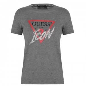 Guess Short Sleeve Crew Neck Icon Tee - Medium Charcoal