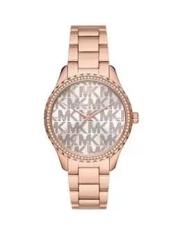 Michael Kors Layton Three-Hand Rose Gold-Tone Stainless Steel Watch