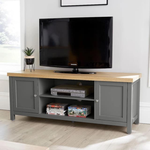 Home Source Avon 2 Door Large TV Stand Unit Dark Grey