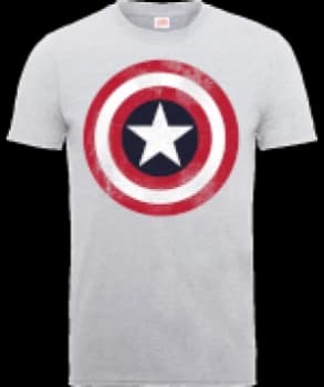 Marvel Avengers Assemble Captain America Distressed Shield T-Shirt - Grey - L