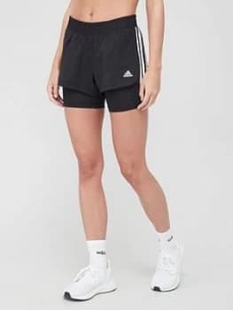 Adidas Pacer 3 Stripe 2-In-1 Shorts - Black