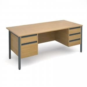 Maestro 25 GL Straight Desk With 2 and 3 Drawer Pedestals 1800mm - gra