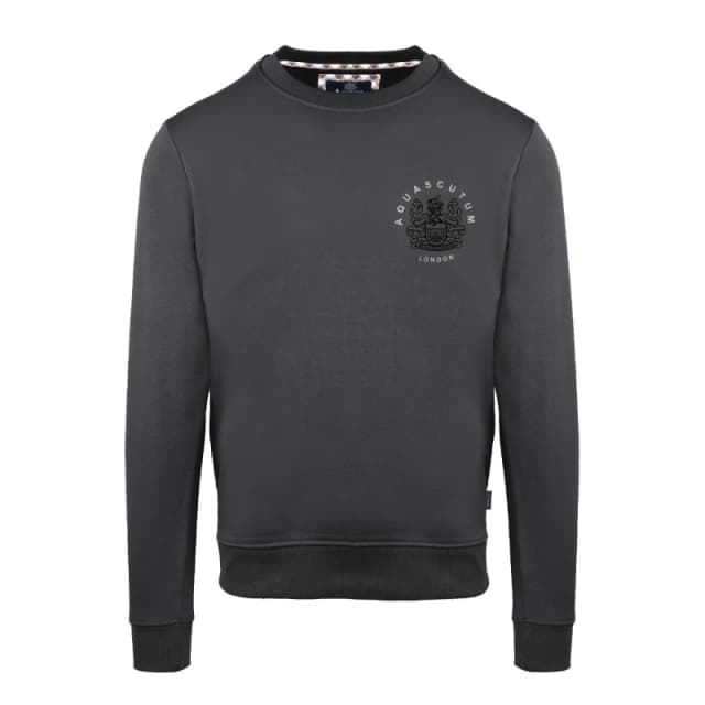 Aquascutum Mens Roundnk Sweat Crew Sweatshirt Crew Sweaters Small Black 52345803350