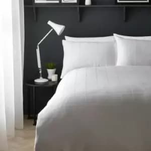 Sorelle Check 100% Cotton 200 Thread Count Duvet Cover Set, White, Super King - Appletree Boutique