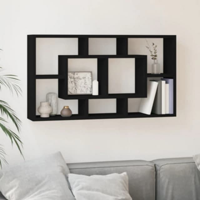 Vidaxl Wall Display Shelf 8 Compartments Black 342589