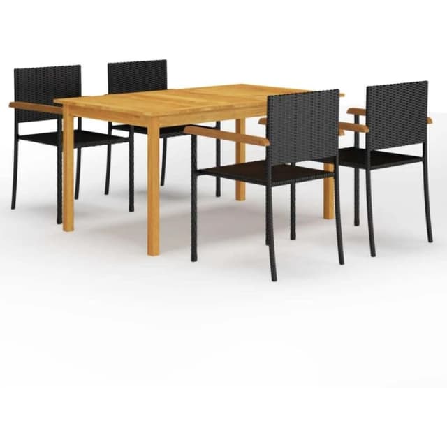 VIDAXL 5 Piece Garden Dining Set Black vidaXL 8720286338452