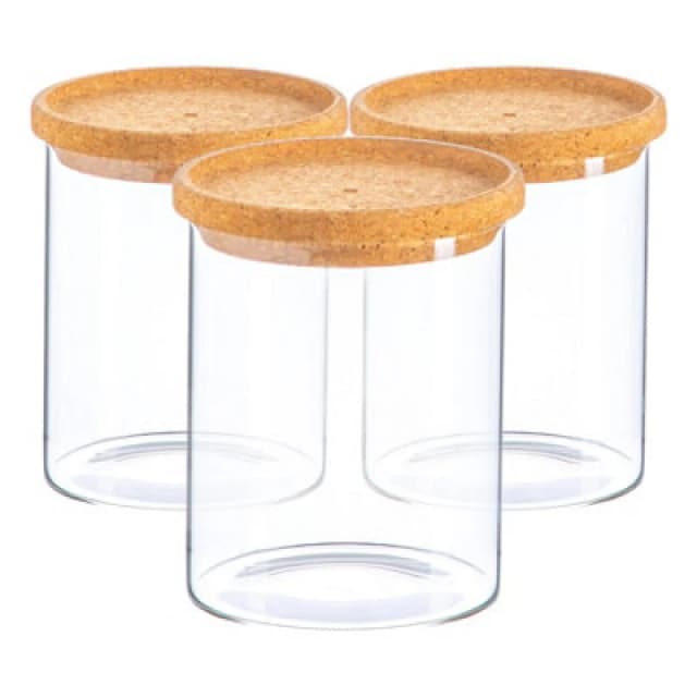 Argon Tableware Scandi Storage Jar with Cork Lids 750ml Pack of 3 Clear