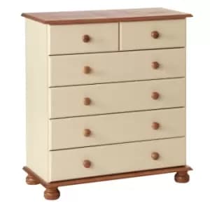 Copenhagen 2 + 4 Drawer Chest In Cream/Pine