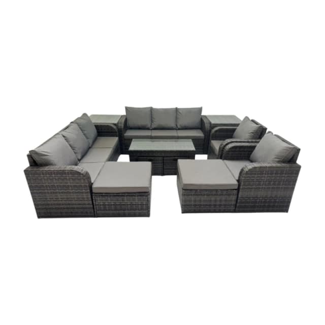 Fimous 3 Seater Sofa Reclining Chair Coffee Table with 2 Side Tables in Dark Grey Dark Grey Unisex