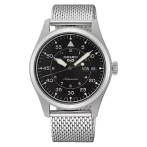 Seiko 5 Sports Military Flieger Automatic Black Dial Milanese Bracelet Mens Watch SRPH23K1
