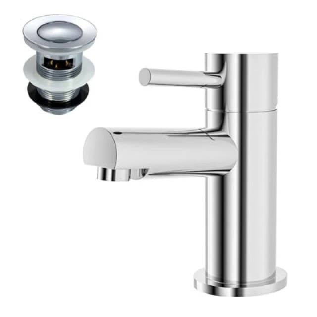 NES HOME Marc Bathroom Basin Chrome Single Lever Mono Mixer Tap & Waste 7302+WST