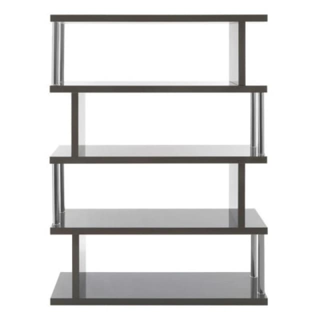 Orsina Contemporary 4 Tier Grey Gloss Shelf Unit, Shelf Design Large Shelving Unit, Durable Standing Shelves