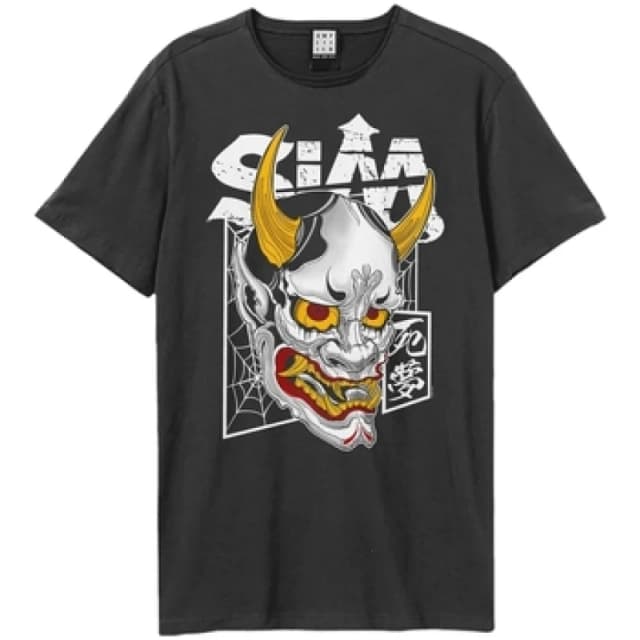Amplified Amplified Men Samuria Mask SiM T-Shirt in Charcoal Size: X-Small Charcoal XS Male 5063574975896