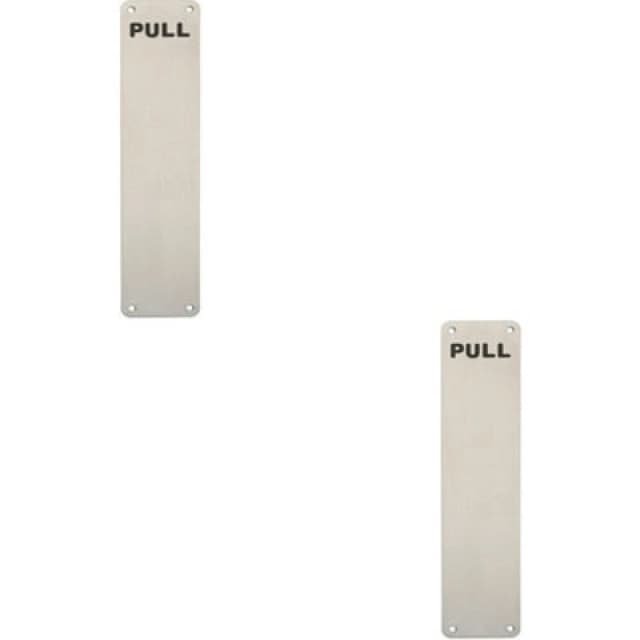 Loops 2x Pull Engraved Door Finger Plate 350 x 75mm Satin Stainless Steel Push Plate Metallics