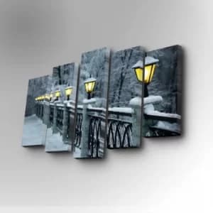 5PUC-083 Multicolor Decorative Canvas Painting (5 Pieces)