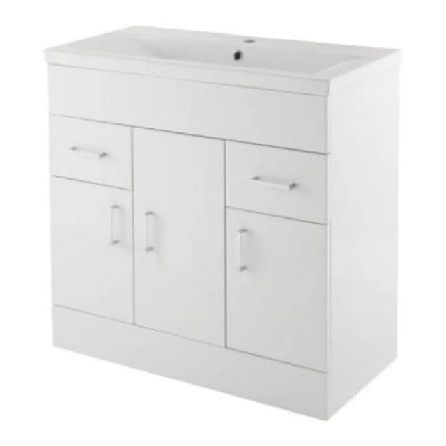 nuie 1000mm Floor Standing Cabinet & Minimalist Basin - Gloss White VTMW1000
