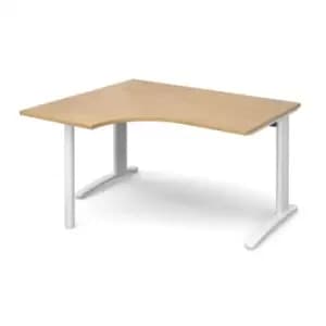 Office Desk Left Hand Corner Desk 1400mm Oak Top With White Frame 1200mm Depth TR10 TBEL14WO