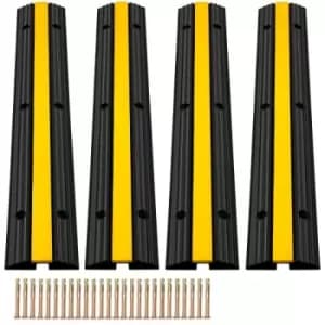 VEVOR Cable Protector Ramp, 4 Packs 1 Channel Speed Bump Hump, Rubber Modular Rated 18000 LBS Load Capacity Protective Wire Cord Driveway Traffic, Bla