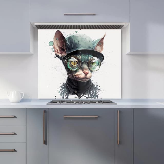 Warren Reed - Designer Cornish Rex Cat Splashart Kitchen Splashback Size: 600mm x 750mm Multicolor Unisex 600mm x 750mm
