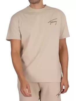 Tommy Jeans Mens Signature T-Shirt - Savannah Sand - M