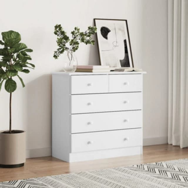 Vidaxl Chest Of Drawers Alta White 77X35X73cm Solid Wood Pine, White 353922