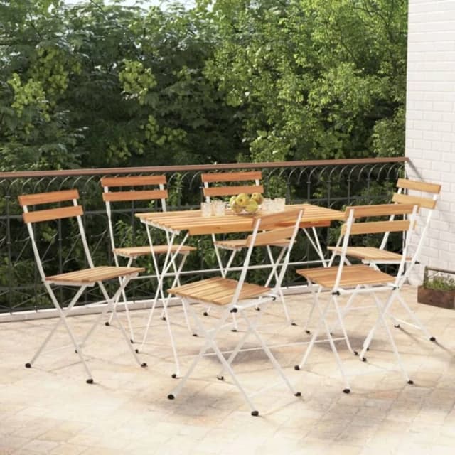 VIDAXL Folding Bistro Chairs 6 pcs Solid Wood Acacia and Steel Vidaxl 8720845666033