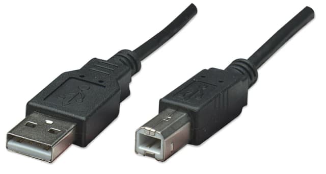 Manhattan Manhattan USB-A to USB-B Cable, 0.5m, Male to Male, 480 Mbps (USB 2.0), Hi-Speed USB, Black, Lifetime Warranty, Equivalent to USB2HAB50CM 37