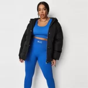 Missguided Belted Puffer Hooded - Black