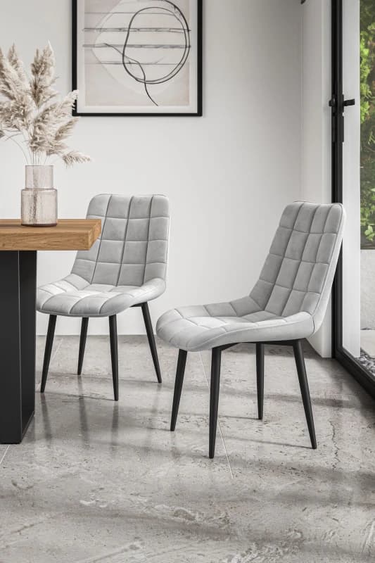 More4Homes Set of 8 Nova Modern Velvet Dining Chair Padded Seat Metal Legs Grey