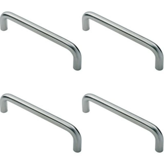 Loops 4x D Shape Cabinet Pull Handle 106 x 10mm 96mm Fixing Centres Satin Steel Metallics unisex
