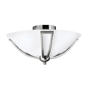 2 Light Flush Ceiling Light Brushed Nickel, E27