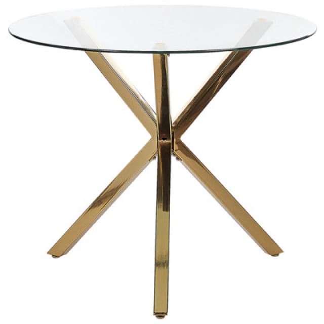 Beliani Dining Table Savoni Gold 90 Cm 90 Cm Tempered Glass