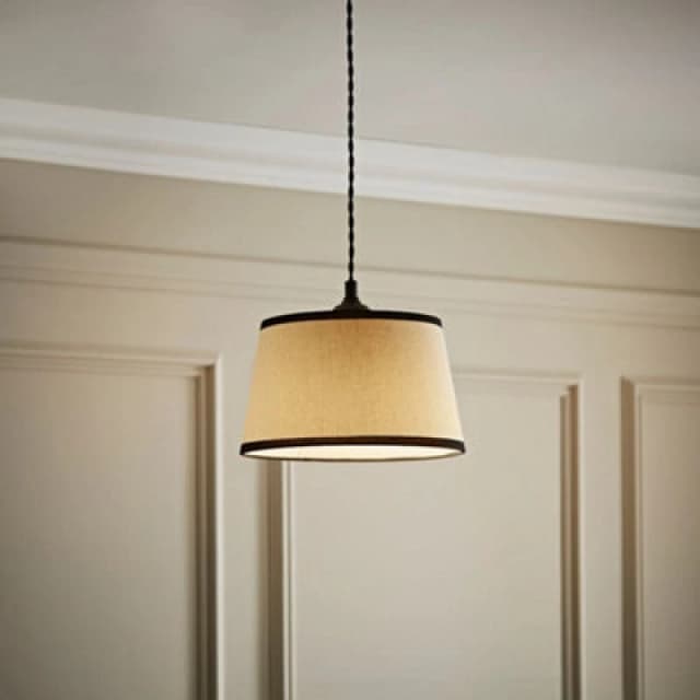 ValueLights ValueLights Aspen Linen Black Trim Edge Tapered Easy Fit Pendant Lamp Shade in Off White Size: Small Off White Small Unisex 501652927407
