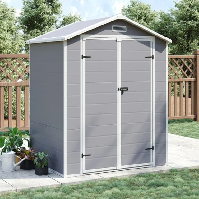 Breeins Outdoor 6x4fts Plastic Garden Storage Shed Grey Grey unisex Large
