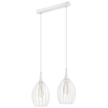Lamkur Lighting - Vincent Wire Frame Pendant Ceiling Light White, 2x E27