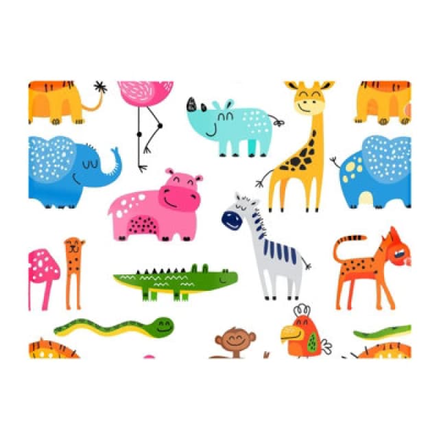 Warren Reed Designer Hand Drawn Cartoon Animals Glass Chopping Board