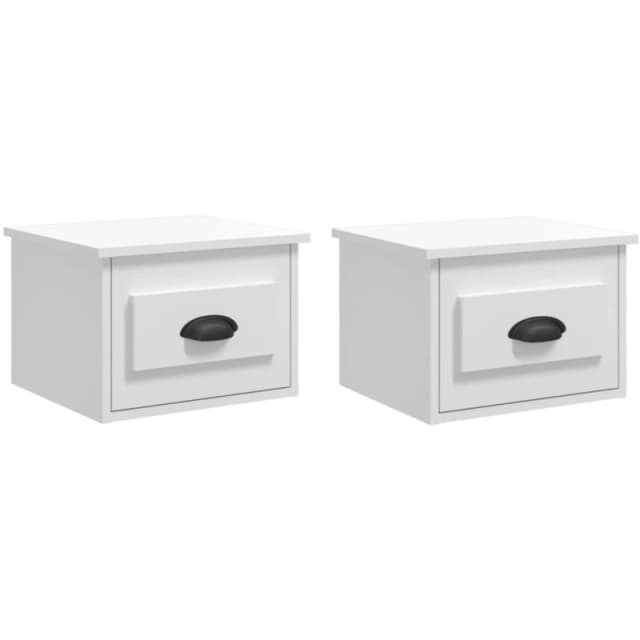 VIDAXL Wall-mounted Bedside Cabinets 2 pcs High Gloss White 41.5x36x28cm Vidaxl 8720845792718