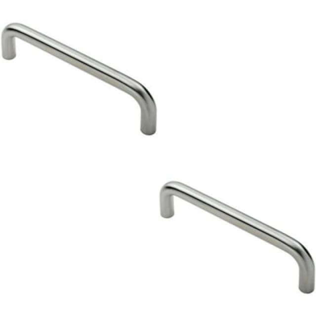 Loops 2x Round D Bar Pull Handle 244 19mm 225mm Fixing Centres Satin Steel Metallics unisex