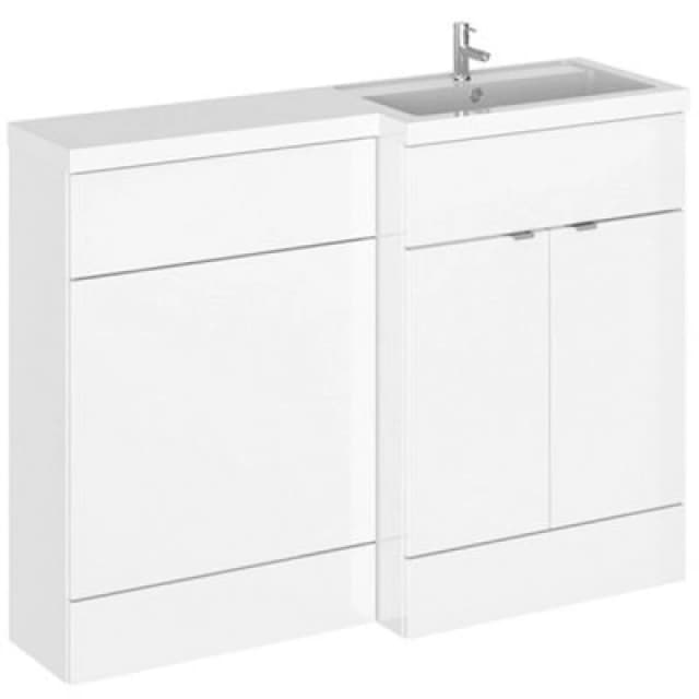 Hudson Reed Fusion 1200mm Right-Hand Basin & Wc Combination Unit, Gloss White